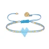 Adjustable Bracelet w/ Beaded heart ~ Blue