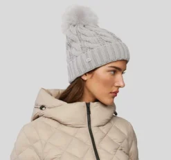 Amalie Cable Knit Detachable Pom Pom Hat