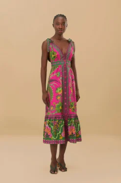Ana Tapestry Pink Midi Dress