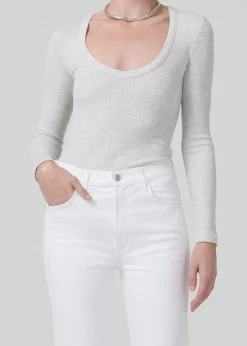 Anouk V Neck Top ~ Heather Grey