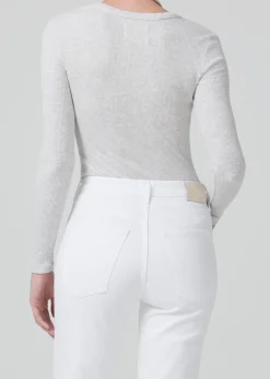 Anouk V Neck Top ~ Heather Grey
