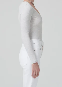 Anouk V Neck Top ~ Heather Grey