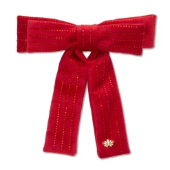 Antoniette Pinstripe Bow ~ Lipstick Red