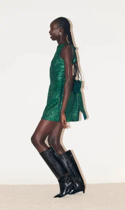 Asher Animal Jacquard Mini Dress ~Green