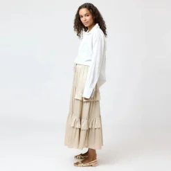 Athena Maxi Silk Skirt~ Sand