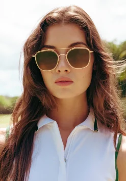 Austin Sunglasses ~ 18K Titanium + Champagne Polarized