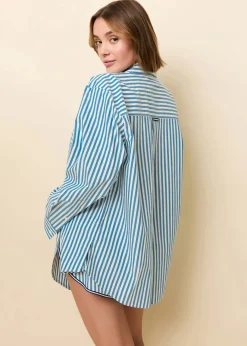 Avril Button Down Shirt ~ French Blue / Brule Stripe