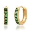 Baguette Cubic Zirconia Huggies ~ Emerald