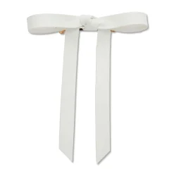 Bardot Faux Leather Bow Barrette ~ Ivory