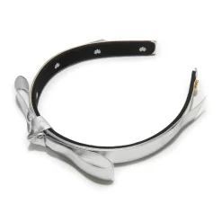 Bardot Faux Leather Headband ~ Silver
