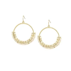 Beaded Open Circle Earring ~ Champagne