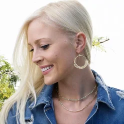 Beaded Open Circle Earring ~ Champagne