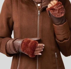 Betrice Faux Fur Lined Leather Mittens