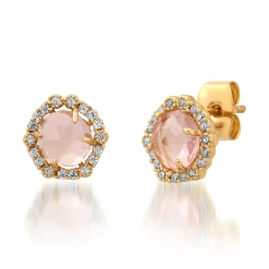 Bezel Set Glass Stud ~ Light Pink