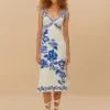 Blue Floral Cascade Off-White Wavy