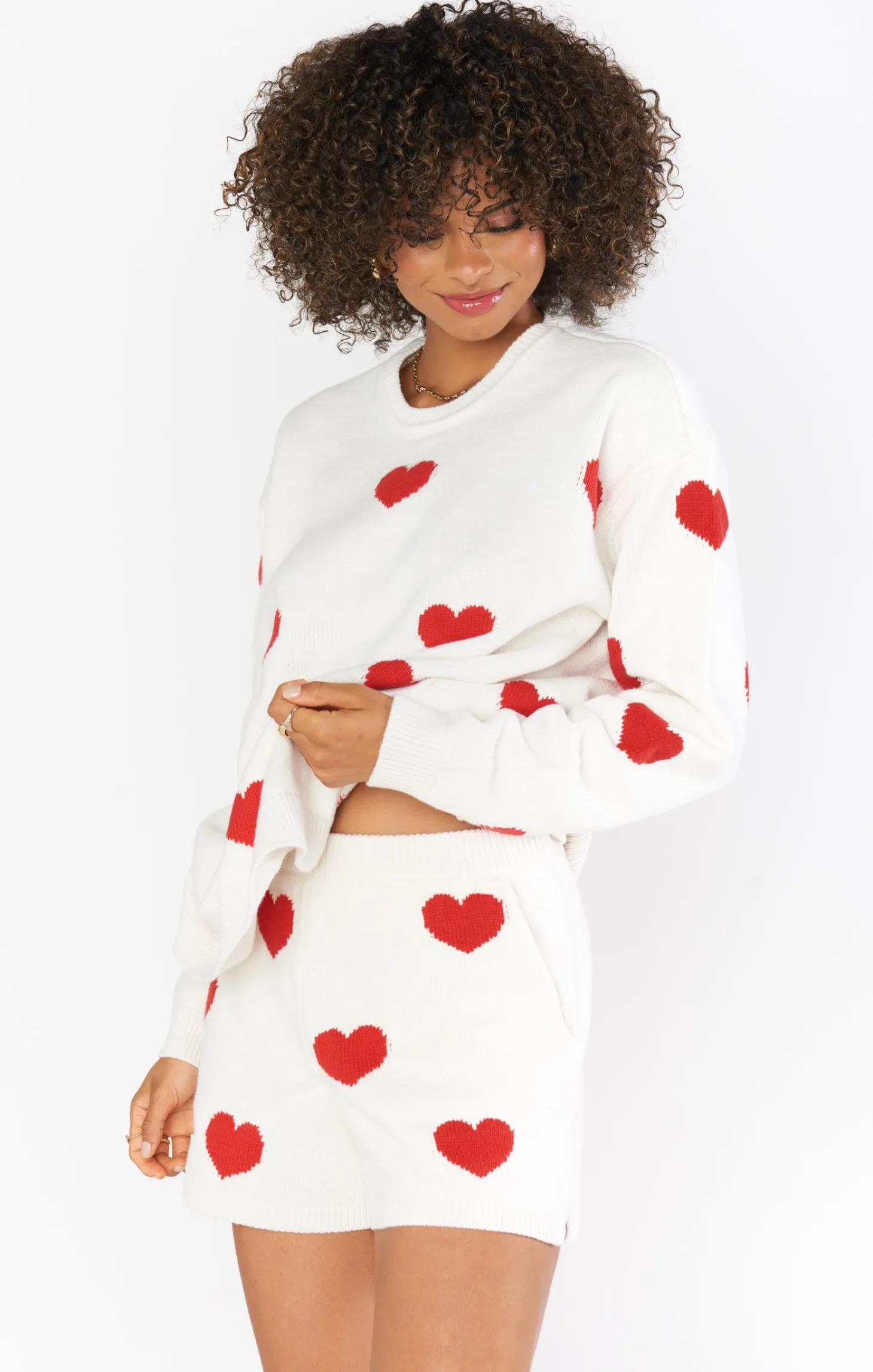 Boardwalk Shorts ~ Tossed Heart Knit Red