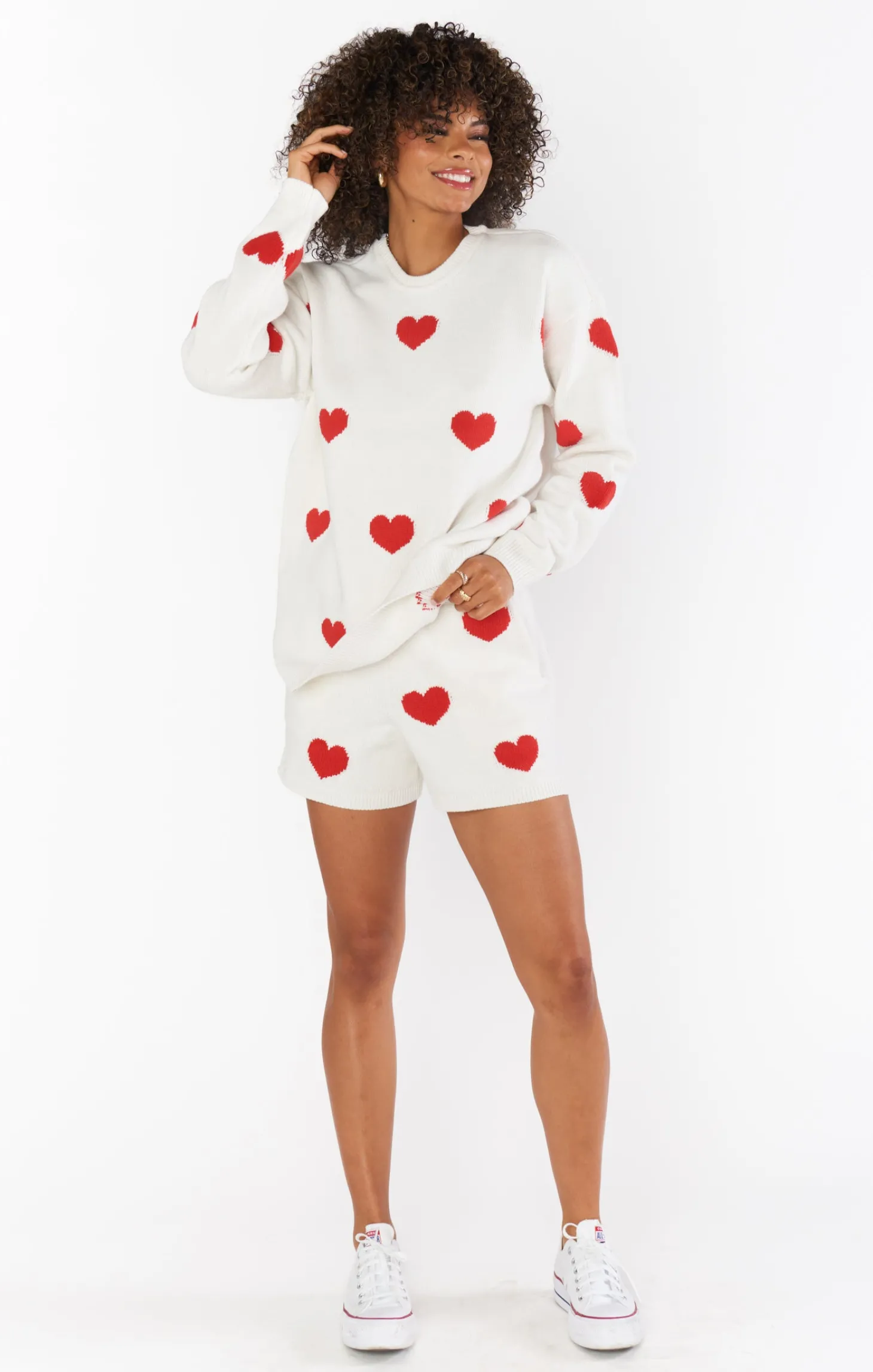 Boardwalk Shorts ~ Tossed Heart Knit Red