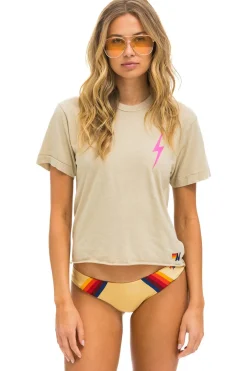 Bolt 2 Boyfriend Tee ~ Sand / Neon Pink