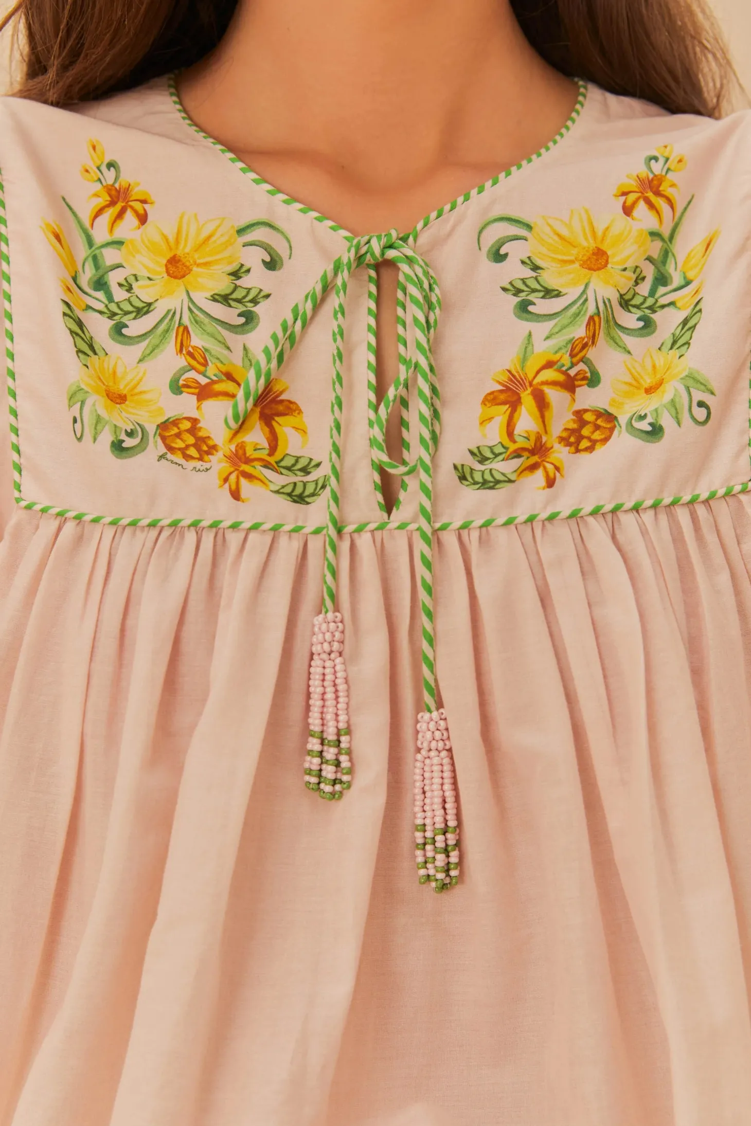Botanical Beauty Pink Long Sleeve Blouse