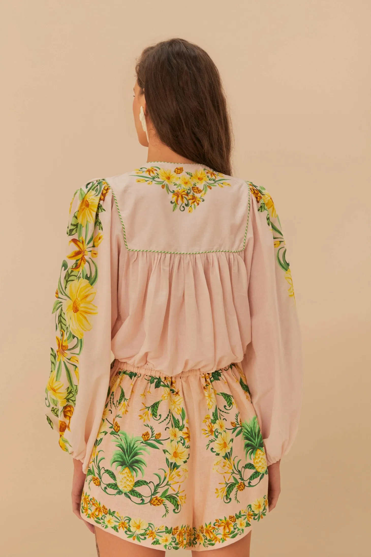 Botanical Beauty Pink Long Sleeve Blouse