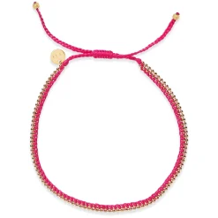 Braided Colorful Tiny Cord Gold Plated Mini Chain Bracelet