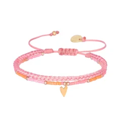 Braided Bracelet w/ heart charm ~ Pink