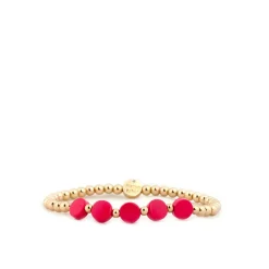 Brass Beaded Ball Bracelet with Colored Discs