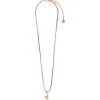 Breaded Heart Charm Necklace ~ Purple