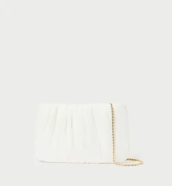 Brit White Flat Pleated Clutch