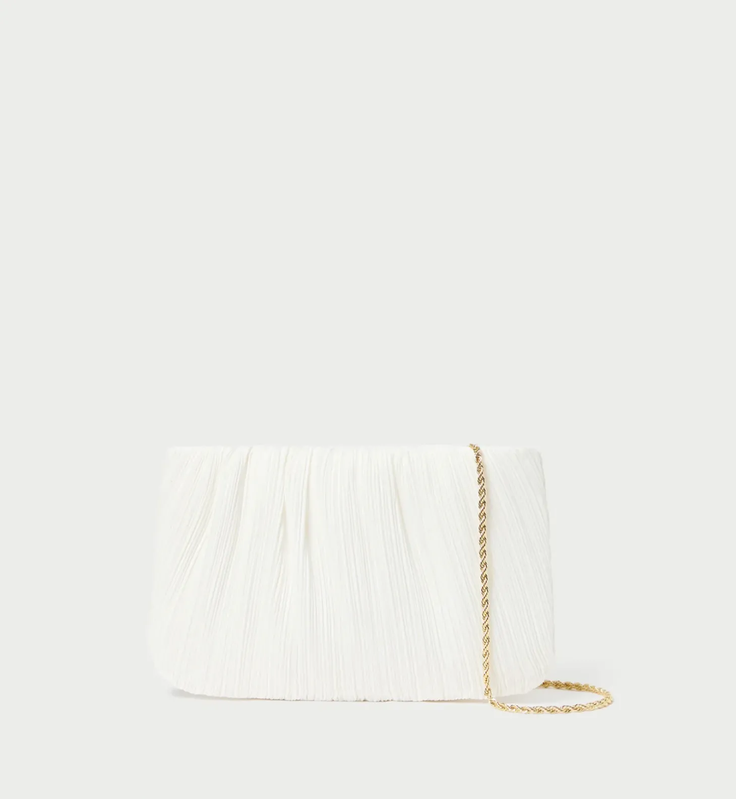 Brit White Flat Pleated Clutch