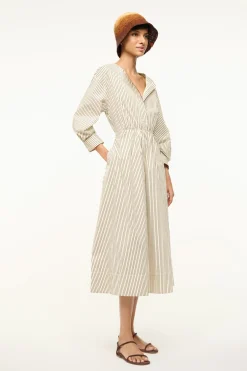Cafu Dress ~ Ivory/Dark Oak Micro Stripe