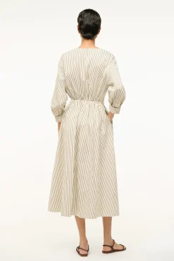 Cafu Dress ~ Ivory/Dark Oak Micro Stripe