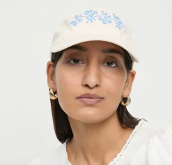 Cairo Natural/Blue Embroidered Cap