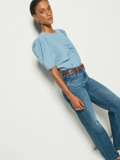 Cecily Blouse ~ Blue Chambray Faded Blue
