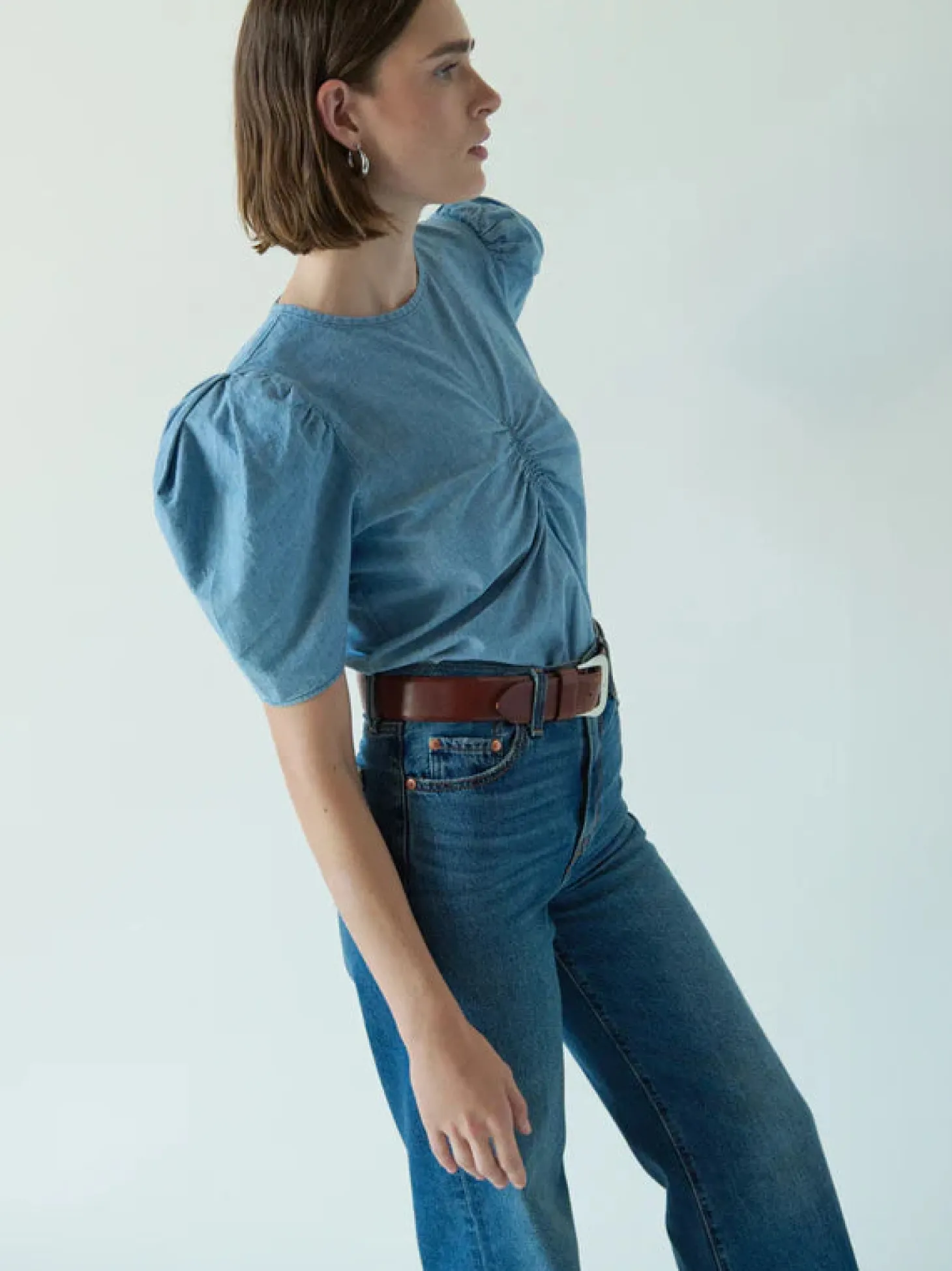Cecily Blouse ~ Blue Chambray Faded Blue