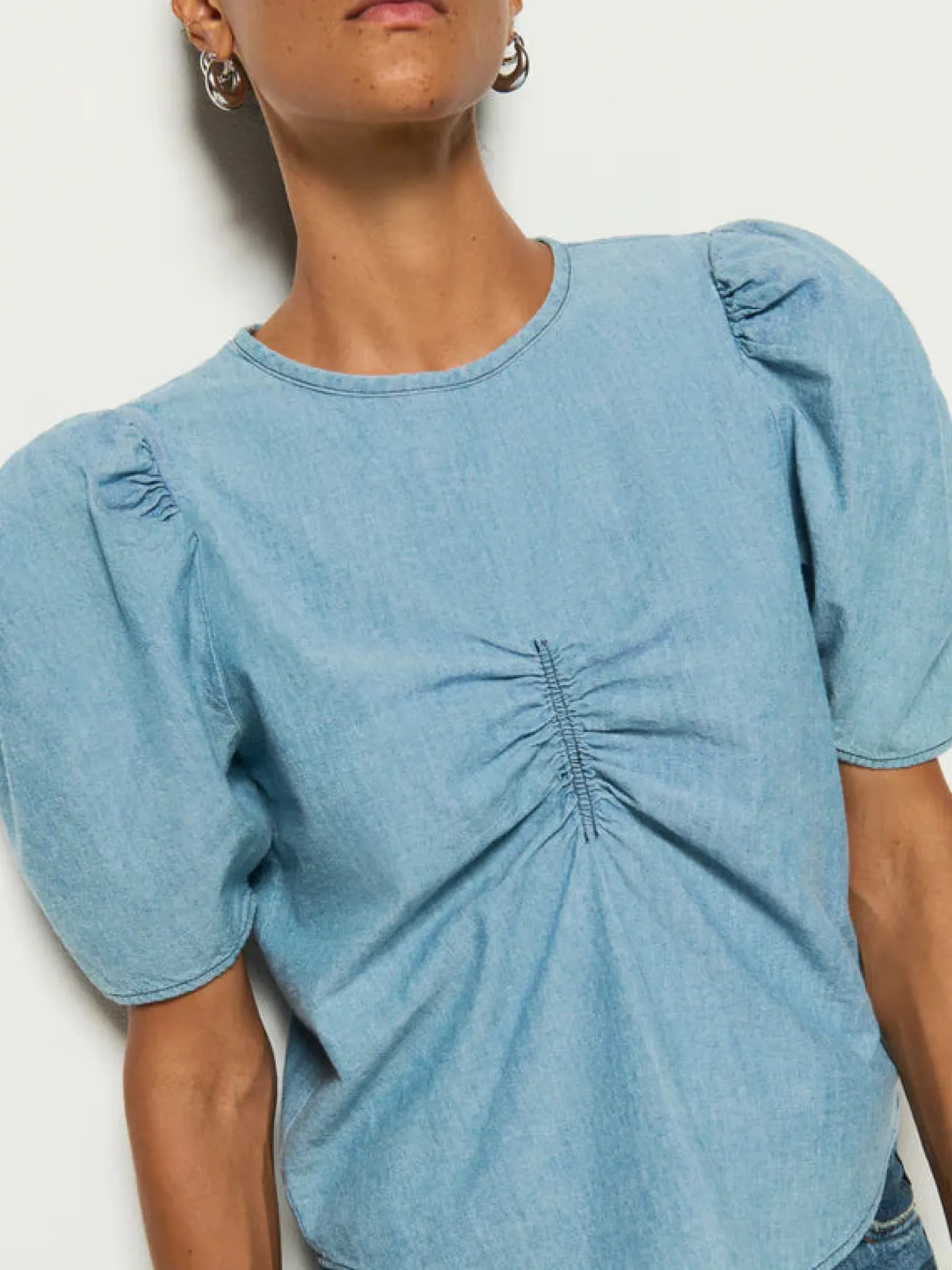 Cecily Blouse ~ Blue Chambray Faded Blue