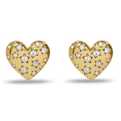 Celestial Heart Button Earrings ~ Gold
