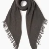 Charcoal Fringed Cashmere Scarf