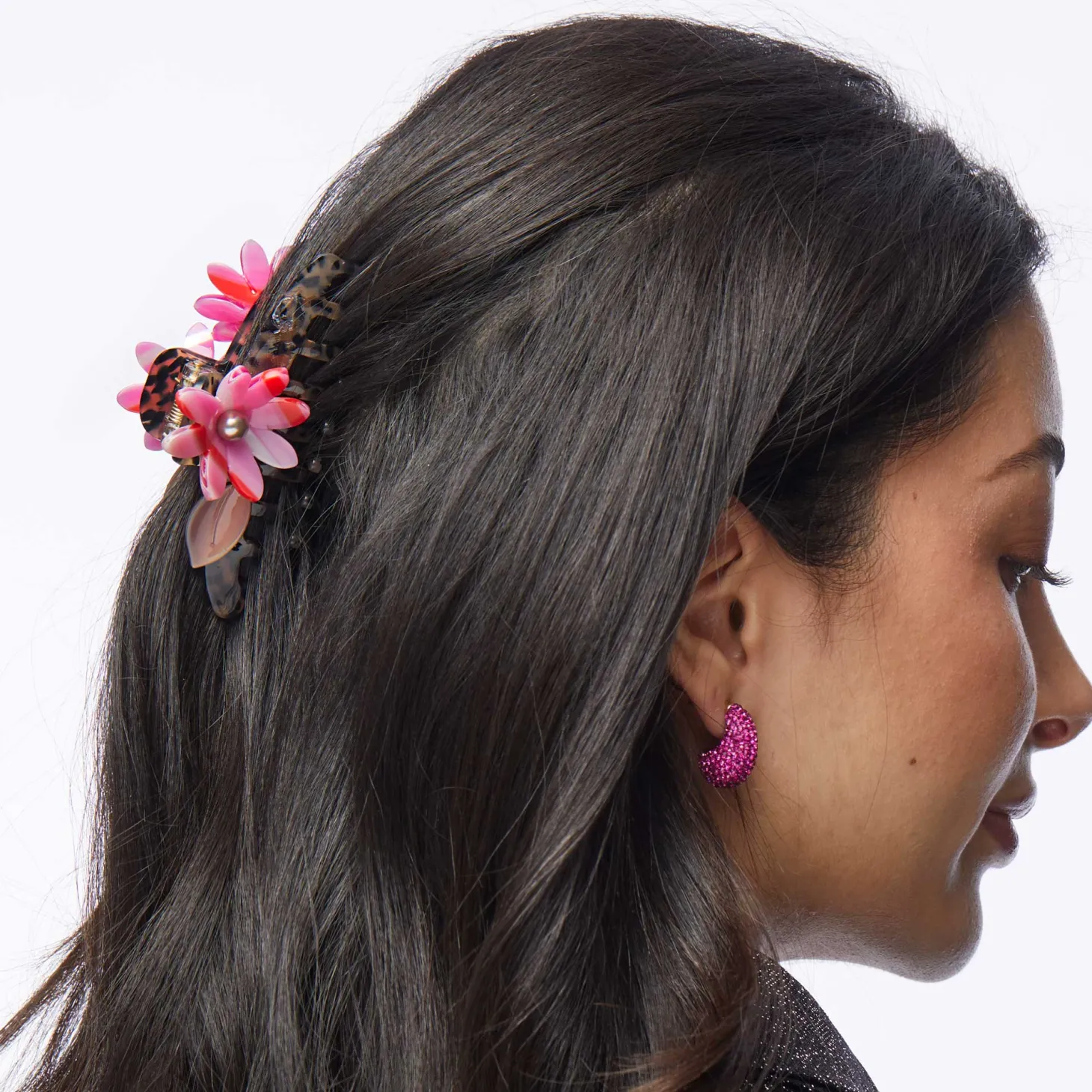 Cheetah Petunia Claw Clip