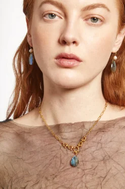 Cheval Necklace ~ Gold Labradorite