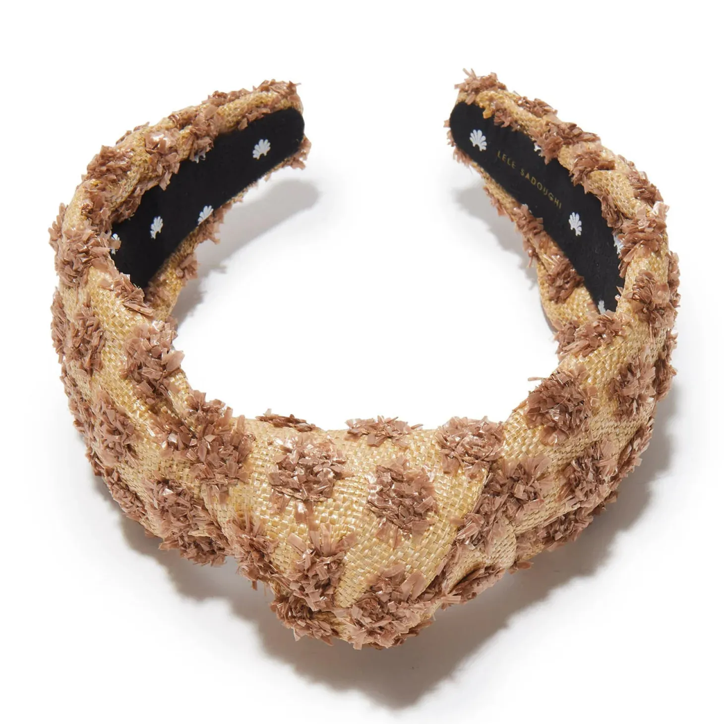 Chocolate Dotted Raffia Knotted Headband