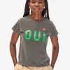 Classic Tee ~ Faded Black w/ Green & Poppy Oui