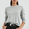 Cotton Cashmere Long Sleeve Tee ~Heather Grey