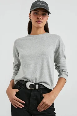 Cotton Cashmere Long Sleeve Tee ~Heather Grey