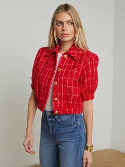 Cove Crop Jacket ~ Red/Hot Pink Plaid