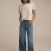 Cropped Collegiate Tee ~ White w/ Neon Pink