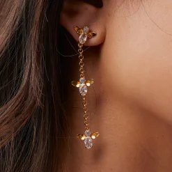 Crystal Honeybee Linear Earrings