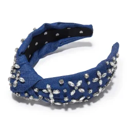Crystal Knotted Headband ~ Indigo Denim