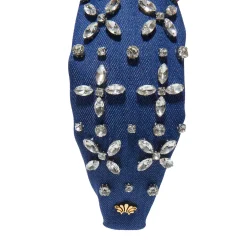 Crystal Knotted Headband ~ Indigo Denim