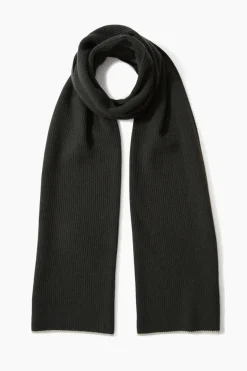 Dark Green and Grey Ribbed Cashmere and Wool Scarf